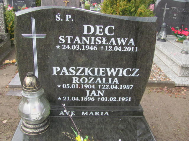 Rozalia Paszkiewicz 1904 Węgorzyno - Grobonet - Wyszukiwarka osób pochowanych